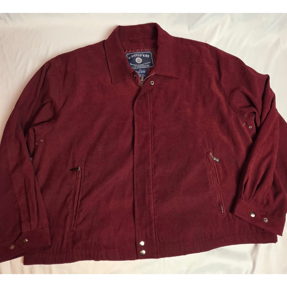 Vintage O'Kief & O'Kief Burgundy Faux Suede Jacket XXL 90s Y2K Retro Minimalist